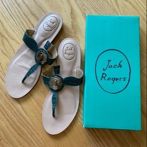 BRAND NEW Jack Rogers Lilah Teal Croc Sandals (Size 10)